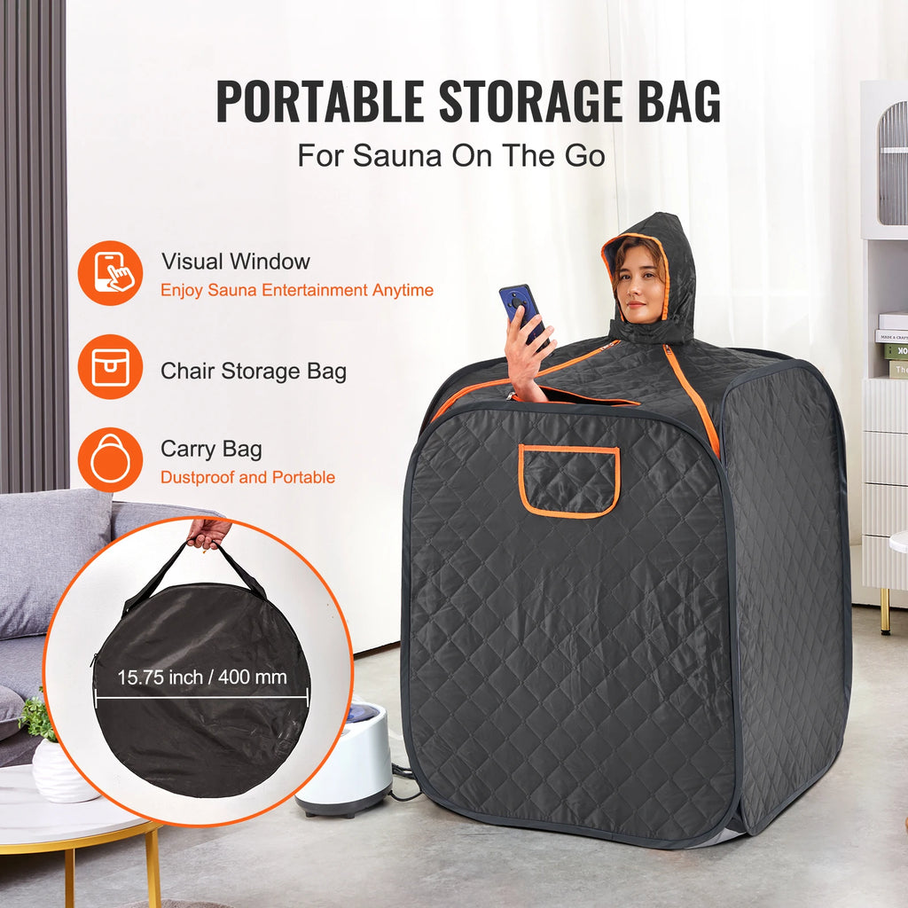 Succebuy Compact Portable Steam Sauna Tent 1200 Watt Therapeutic for Detox Relaxation Time Remote Control Personal for Home