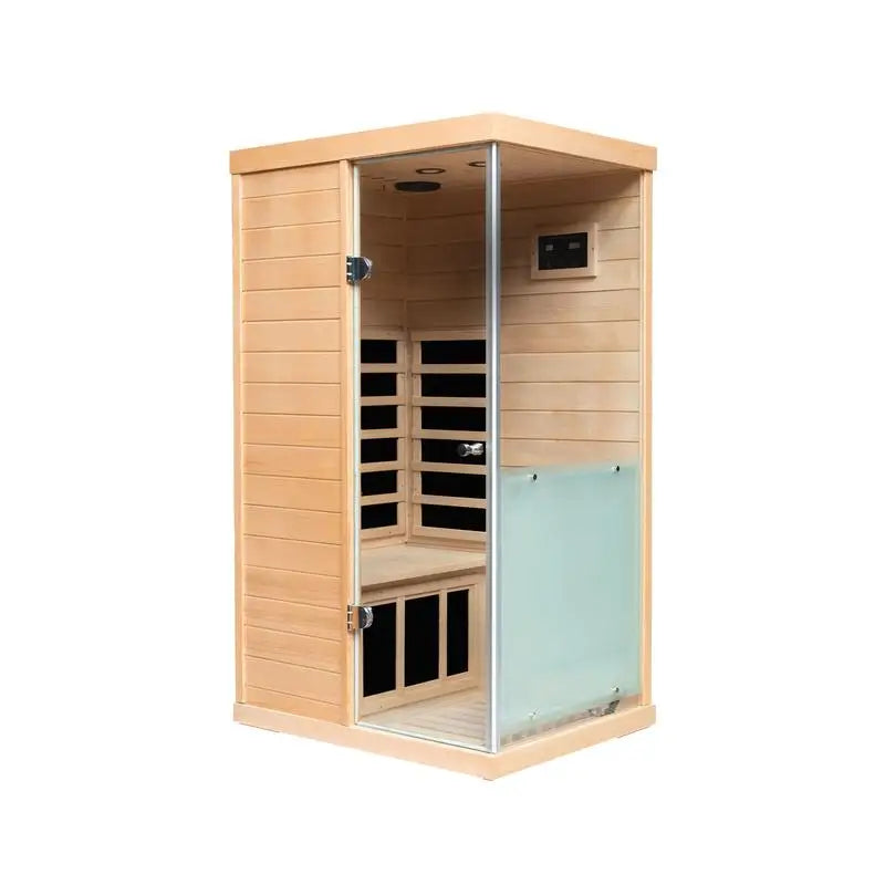Large Glass Mini Hemlock Sauna with Right-Door Opening