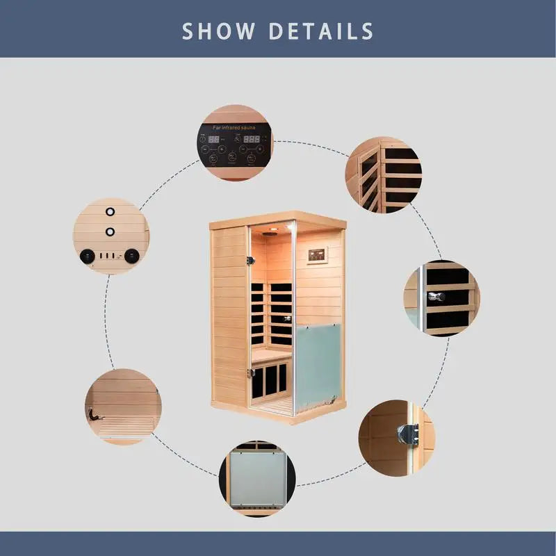Large Glass Mini Hemlock Sauna with Right-Door Opening