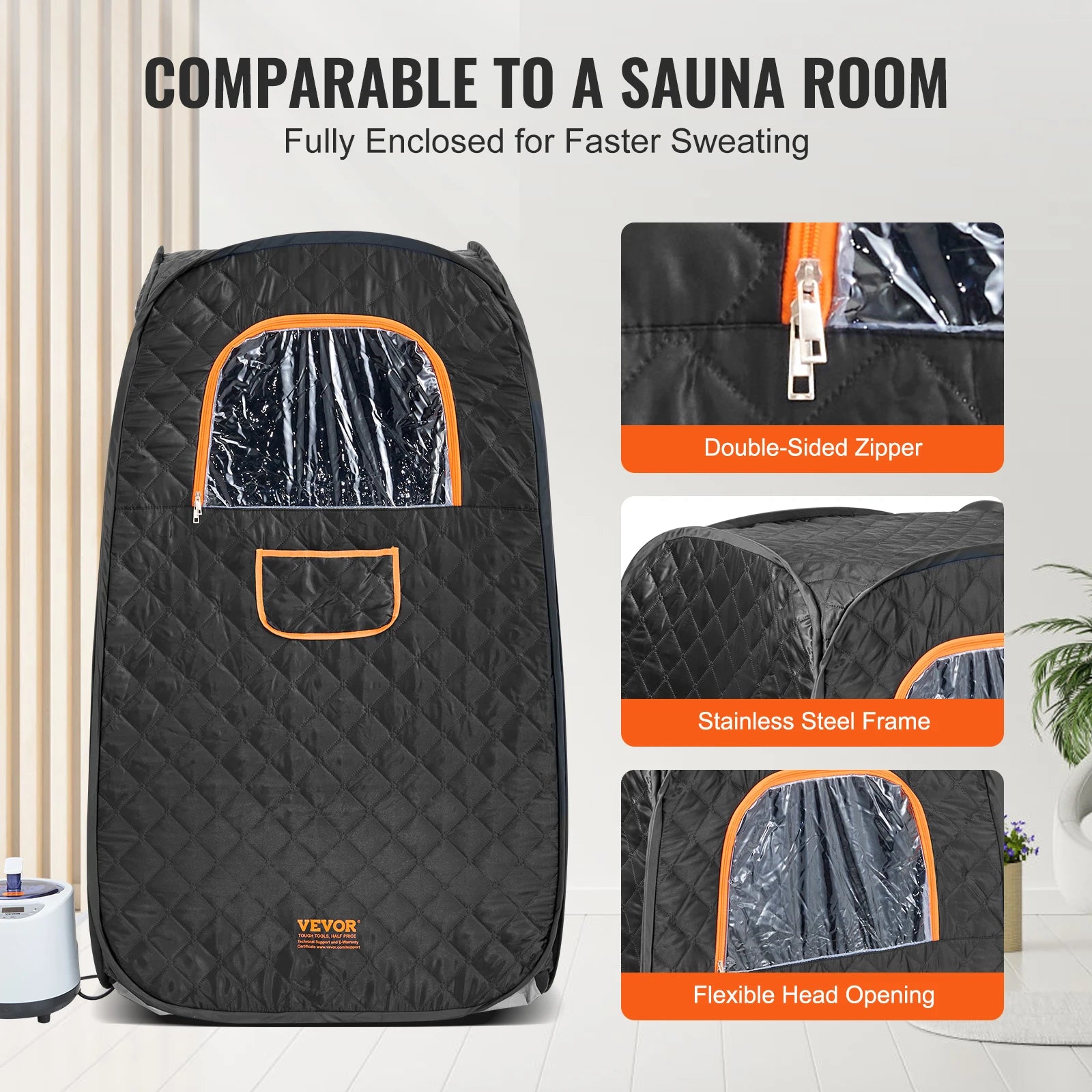 Succebuy Compact Portable Steam Sauna Tent 1200 Watt Therapeutic for Detox Relaxation Time Remote Control Personal for Home